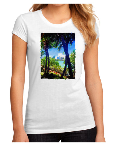 TooLoud Tropical Skyline Juniors Sublimate Tee-TooLoud-White-Small-Davson Sales