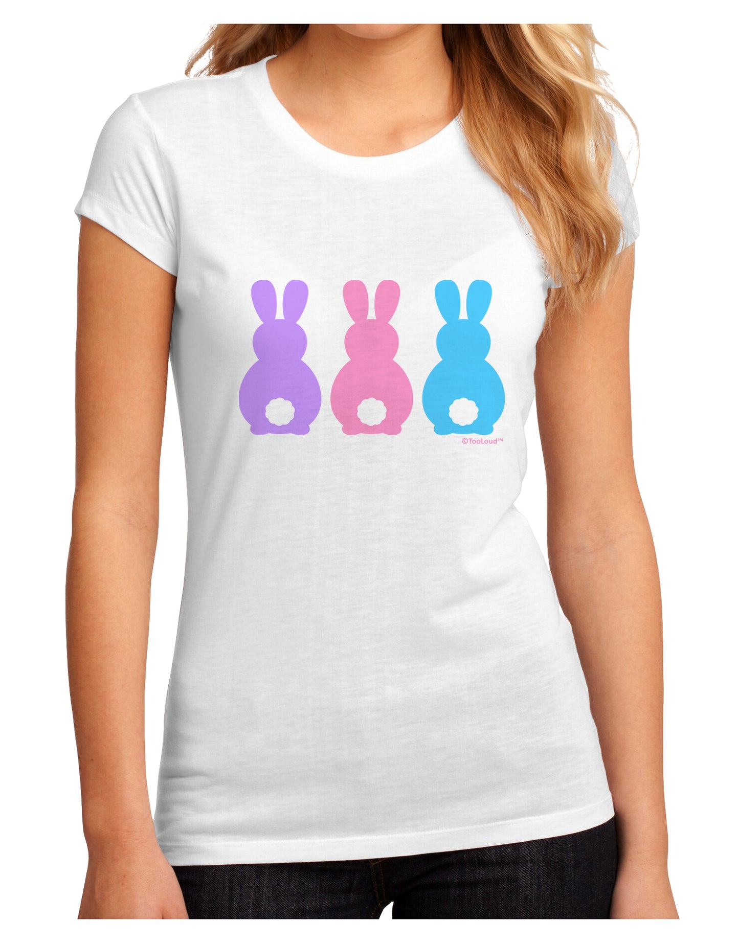 Three Easter Bunnies - Pastels Juniors Sublimate Tee by TooLoud-Womens T-Shirt-TooLoud-White-Small-Davson Sales