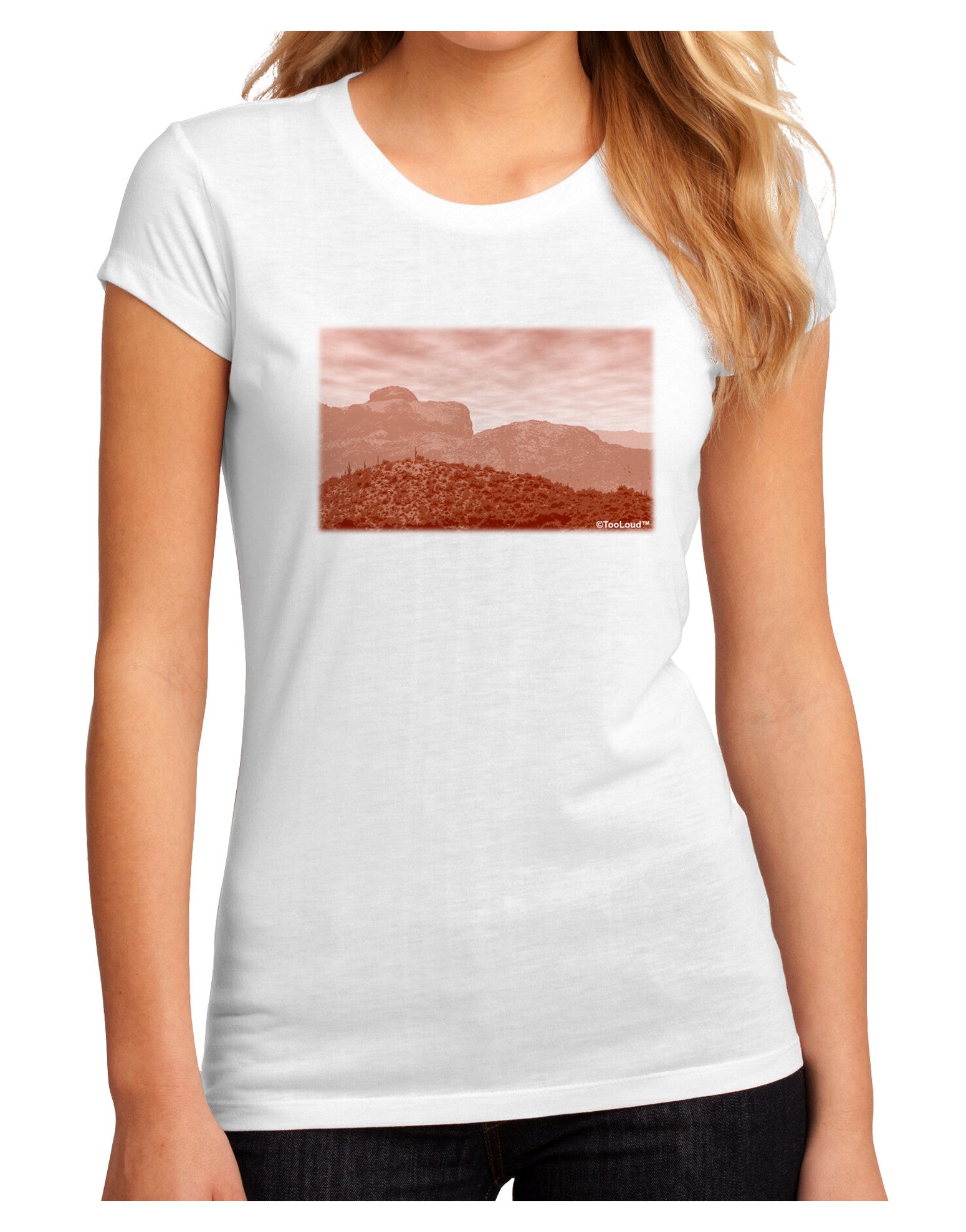 Red Planet Landscape Juniors Petite Sublimate Tee-TooLoud-White-Small-Davson Sales
