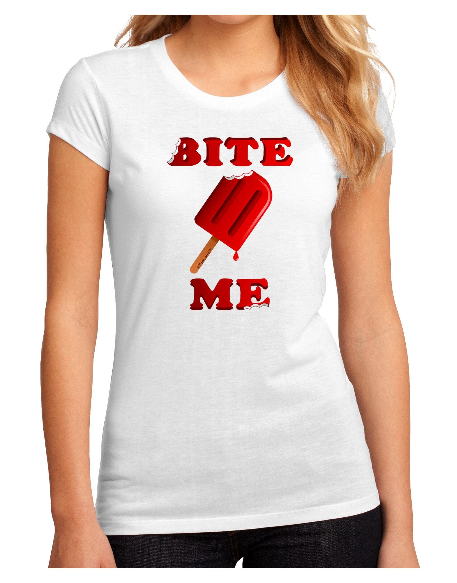 Bite Me Ice Cream Juniors Petite Sublimate Tee-Womens T-Shirt-TooLoud-White-2XL-Davson Sales