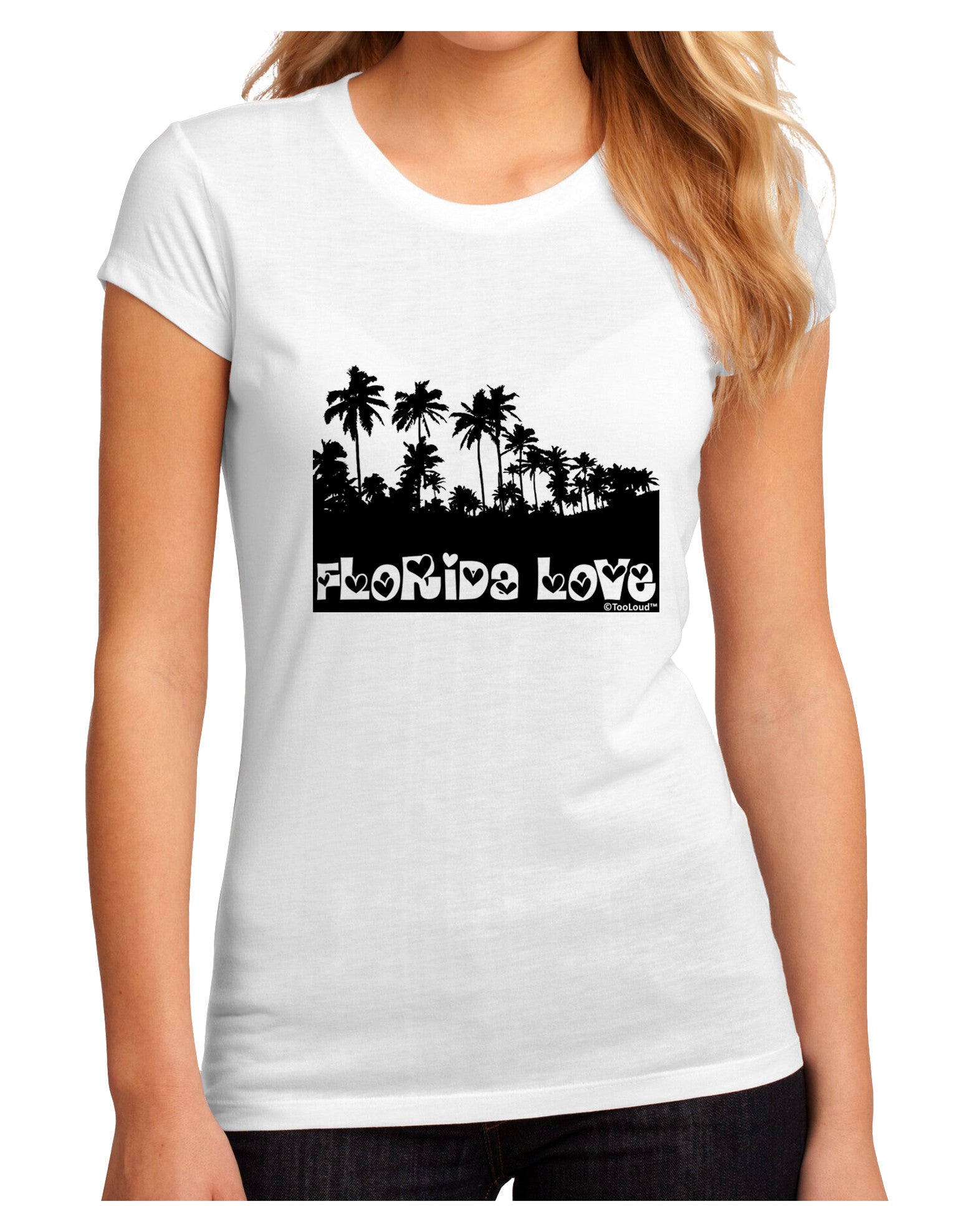 Florida Love - Palm Trees Cutout Design Juniors Sublimate Tee by TooLoud-Womens T-Shirt-TooLoud-White-Small-Davson Sales
