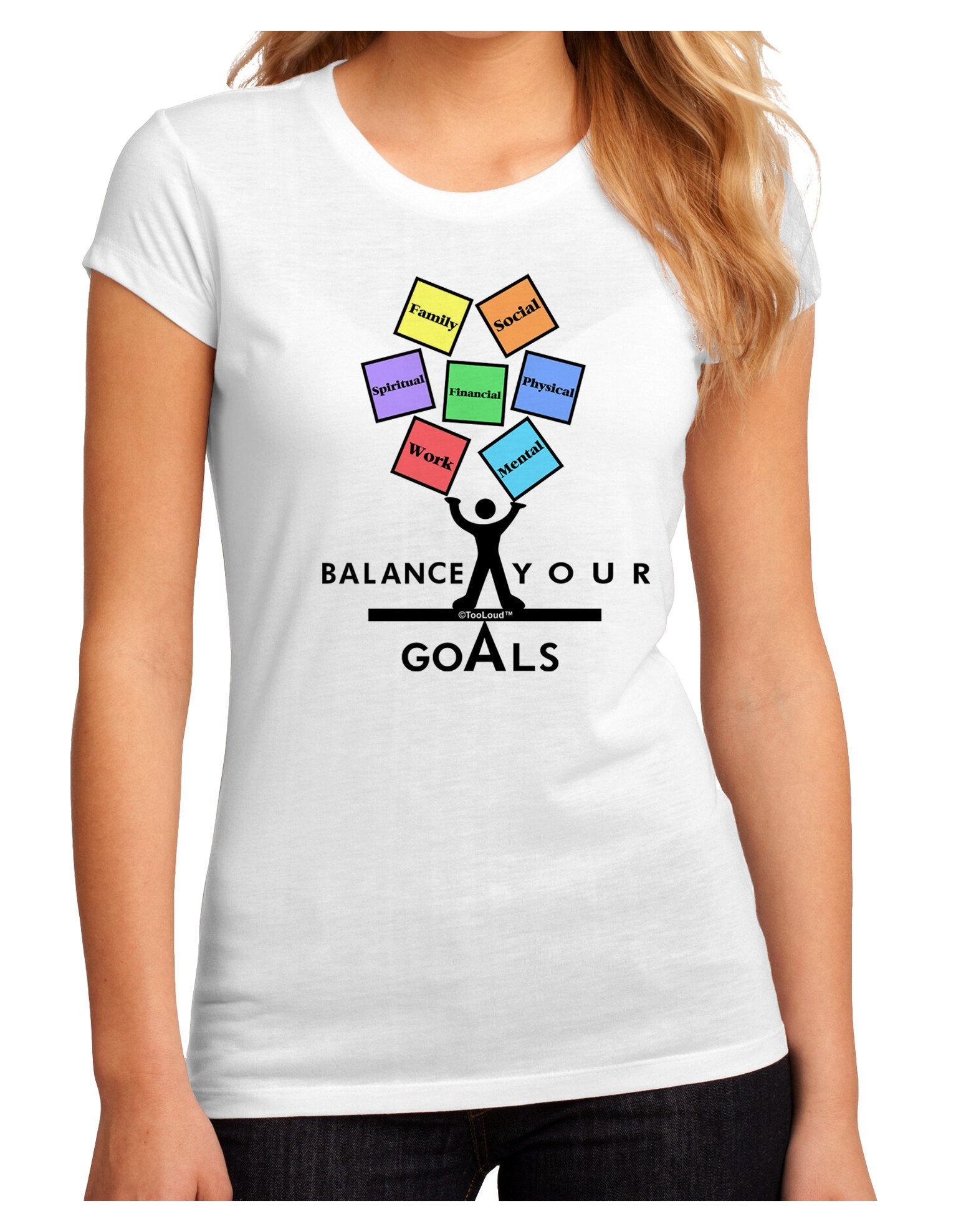 Balance Your Goals Juniors Petite Sublimate Tee-Womens T-Shirt-TooLoud-White-2XL-Davson Sales