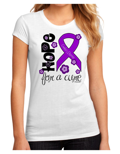 Hope for a Cure - Purple Ribbon Crohn’s Disease - Flowers Juniors Sublimate Tee-TooLoud-White-Small-Davson Sales