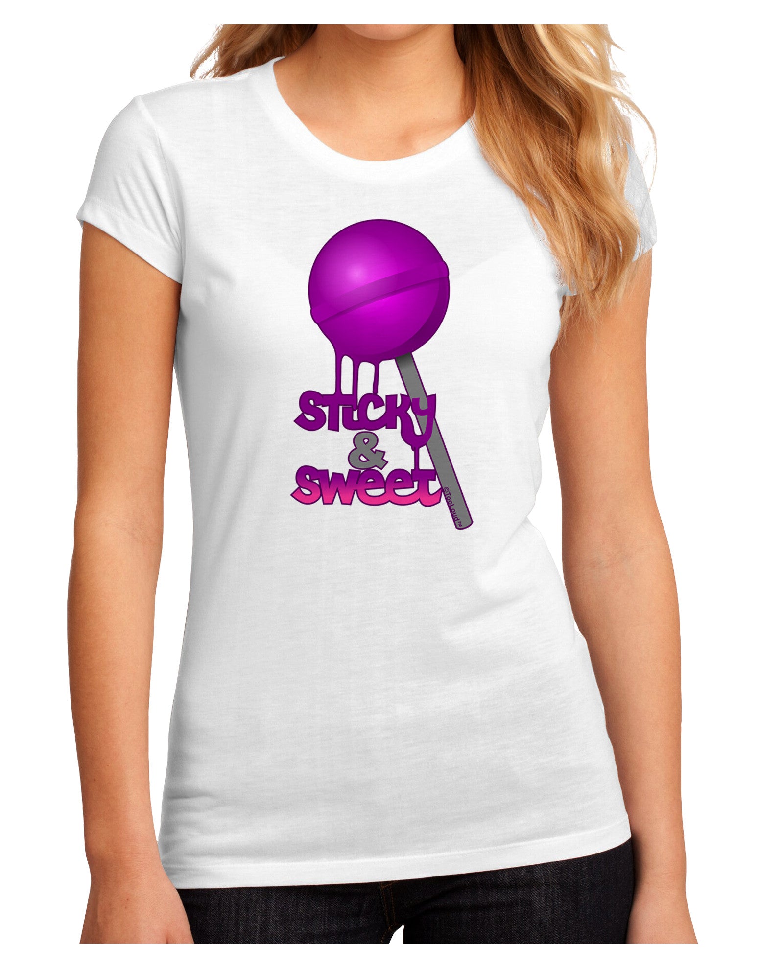 Sticky & Sweet Lollipop Juniors Petite Sublimate Tee-Womens T-Shirt-TooLoud-White-Small-Davson Sales