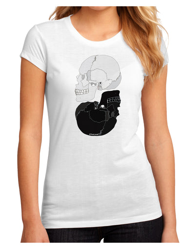 White And Black Inverted Skulls Juniors Sublimate Tee by TooLoud-Womens T-Shirt-TooLoud-White-Small-Davson Sales