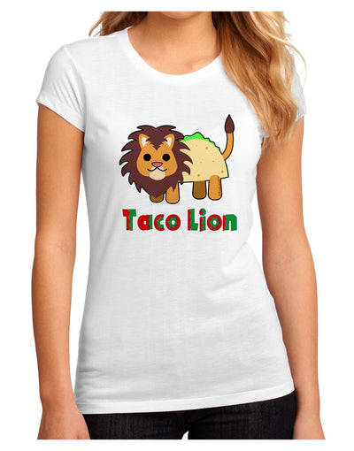 Cute Taco Lion Text Juniors Petite Sublimate Tee-TooLoud-White-Small-Davson Sales