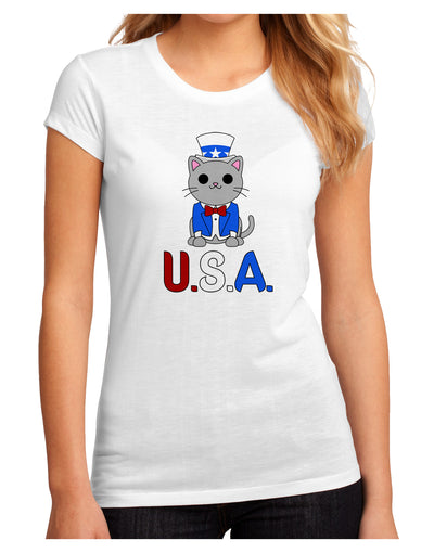 Patriotic Cat - USA Juniors Sublimate Tee by TooLoud-Womens T-Shirt-TooLoud-White-Small-Davson Sales