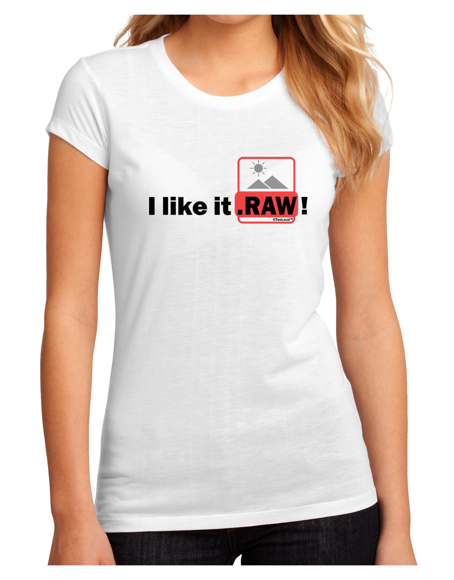I Like It RAW Juniors Petite Sublimate Tee-TooLoud-White-Small-Davson Sales