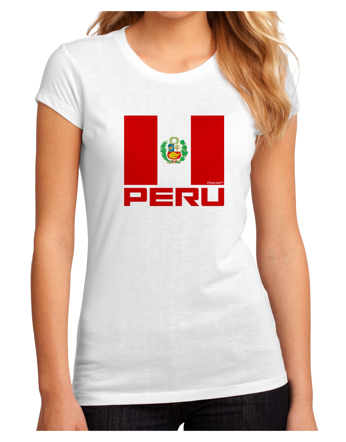 Peru Flag Juniors Petite Sublimate Tee-TooLoud-White-Small-Davson Sales