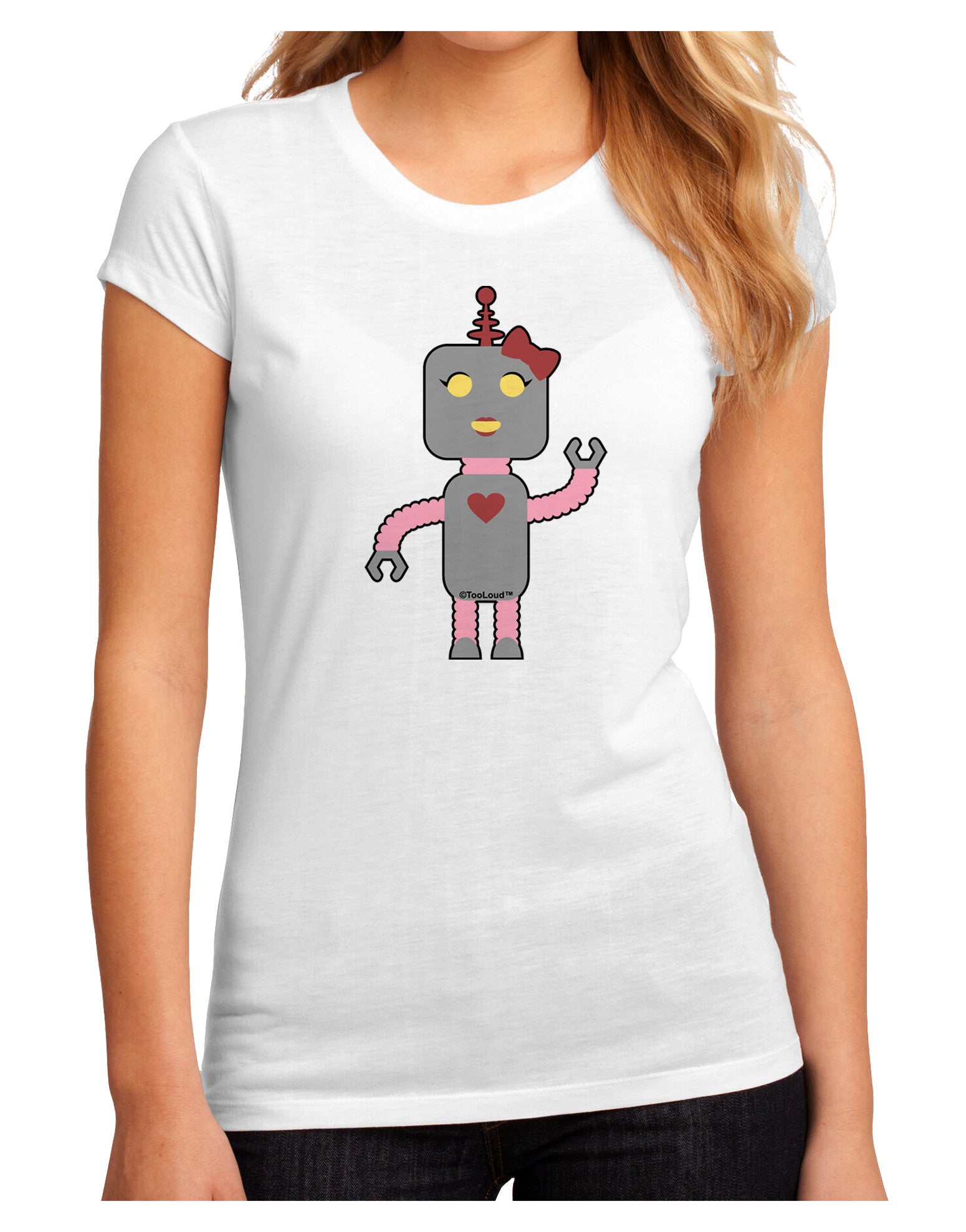 Cute Robot Female Juniors Petite Sublimate Tee-TooLoud-White-Small-Davson Sales