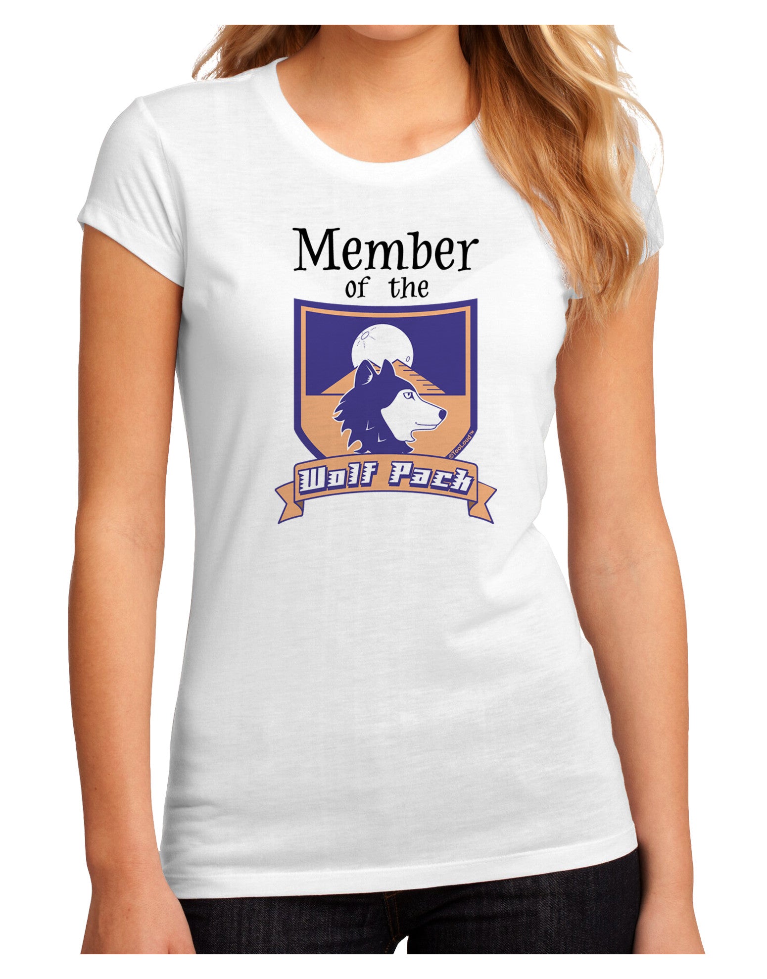 Member of the Wolf Pack Juniors Petite Sublimate Tee-TooLoud-White-Small-Davson Sales