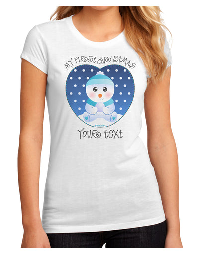 Personalized My First Christmas Snowbaby Blue Juniors Sublimate Tee-TooLoud-White-Small-Davson Sales