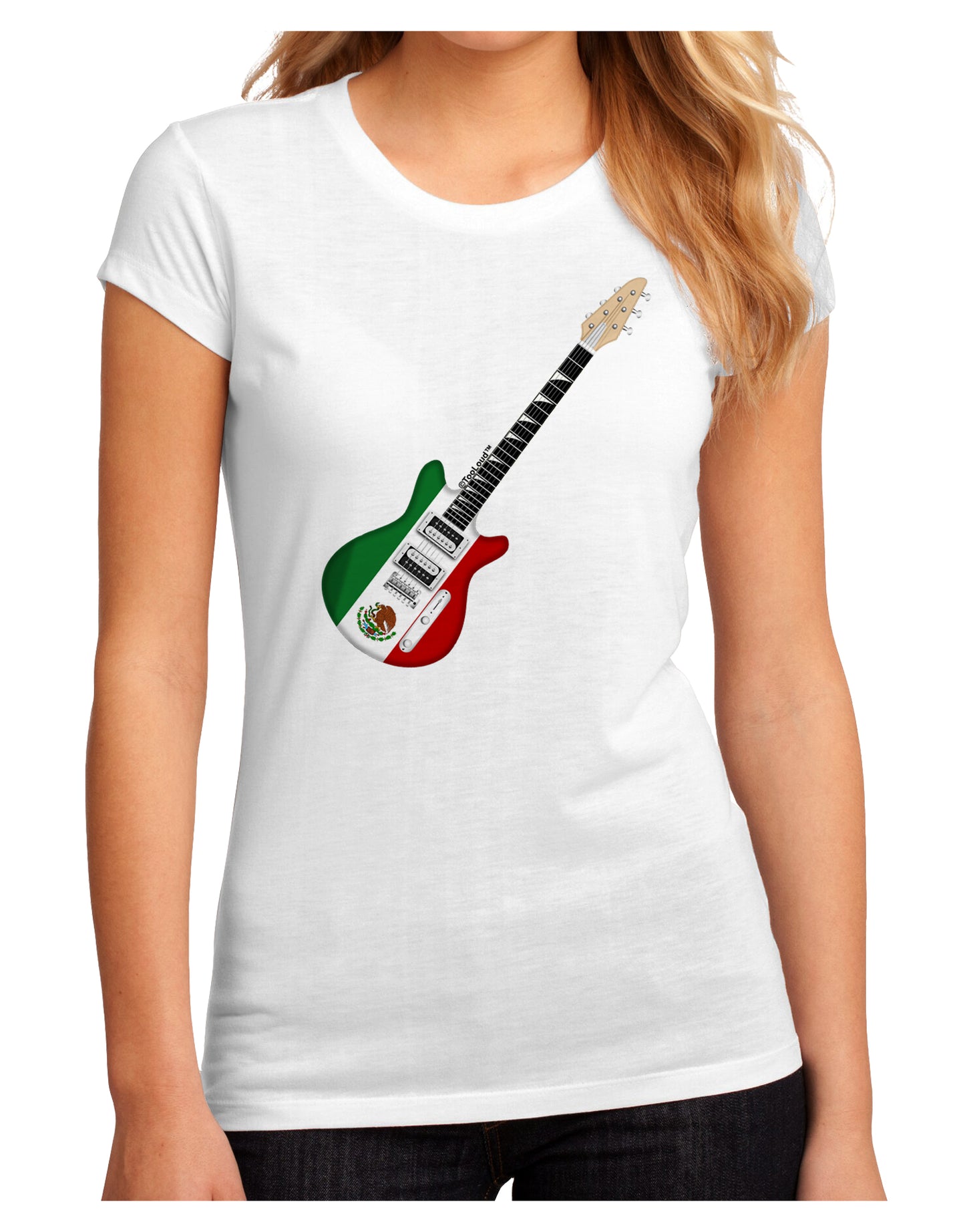 Mexican Flag Guitar Design Juniors Sublimate Tee by TooLoud-Womens T-Shirt-TooLoud-White-Small-Davson Sales