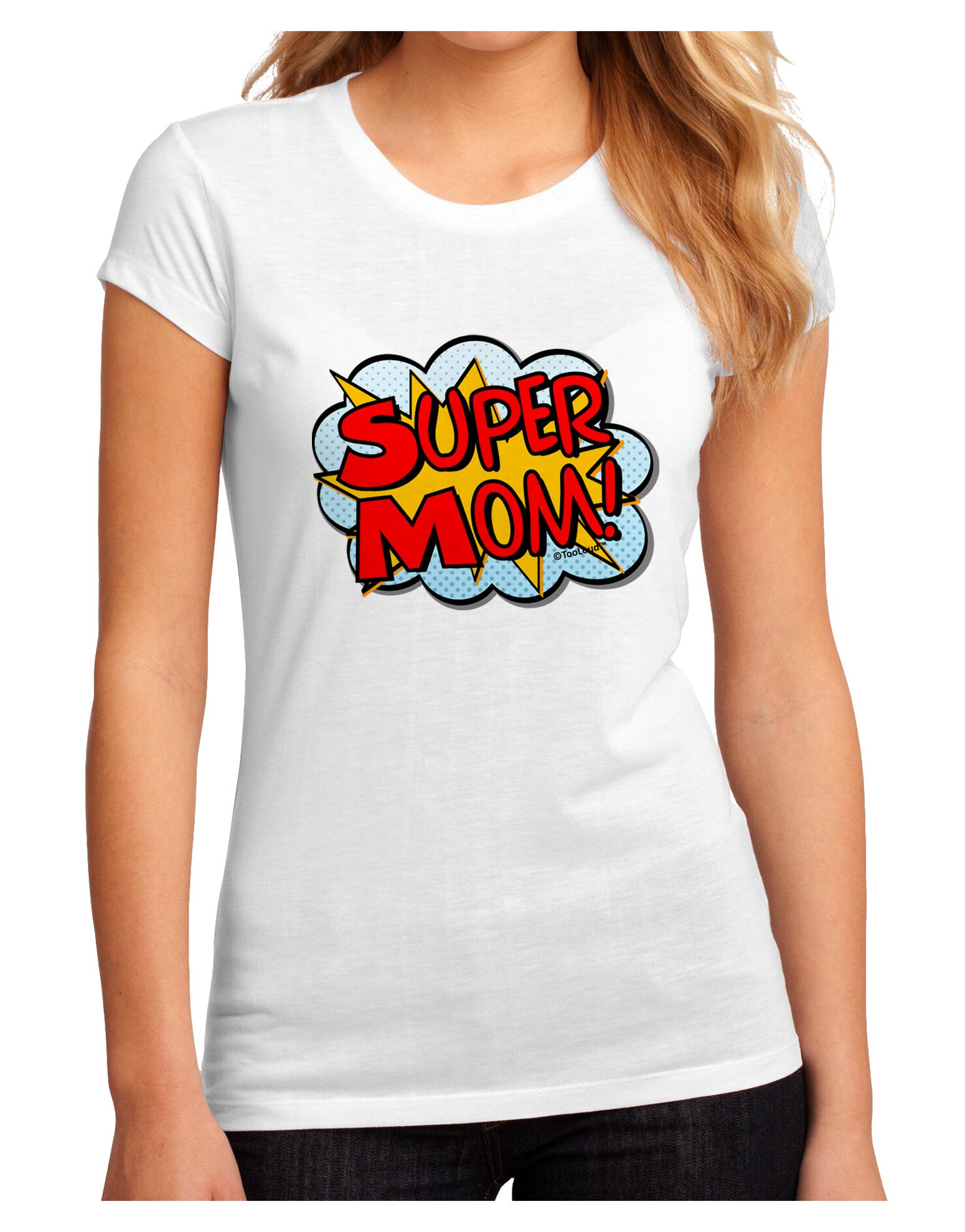 Super Mom - Superhero Comic Style Juniors Sublimate Tee-Womens T-Shirt-TooLoud-White-Small-Davson Sales