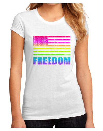 American Pride - Rainbow Flag - Freedom Juniors Sublimate Tee-TooLoud-White-Small-Davson Sales