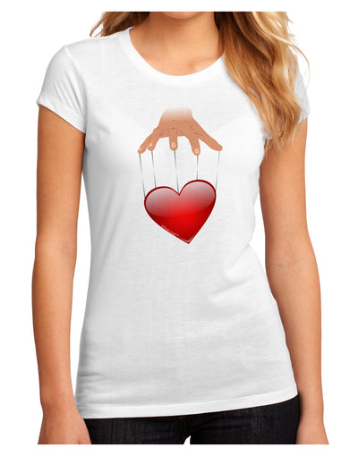 Heart on Puppet Strings Juniors Petite Sublimate Tee-TooLoud-White-Small-Davson Sales