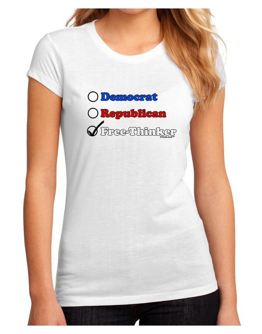 Free Thinker Checklist Juniors Petite Sublimate Tee-TooLoud-White-Small-Davson Sales