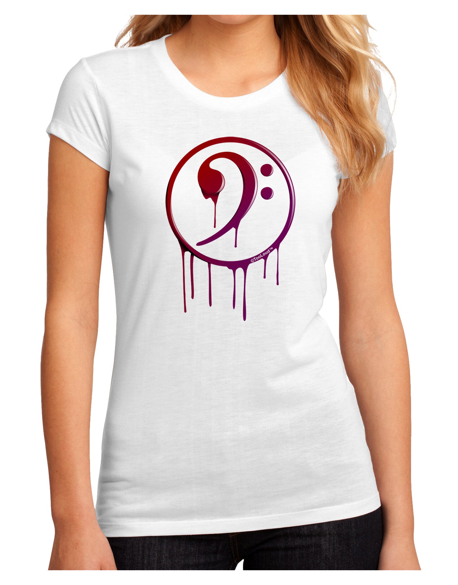 Dripping Bass Symbol Juniors Petite Sublimate Tee-Womens T-Shirt-TooLoud-White-Small-Davson Sales