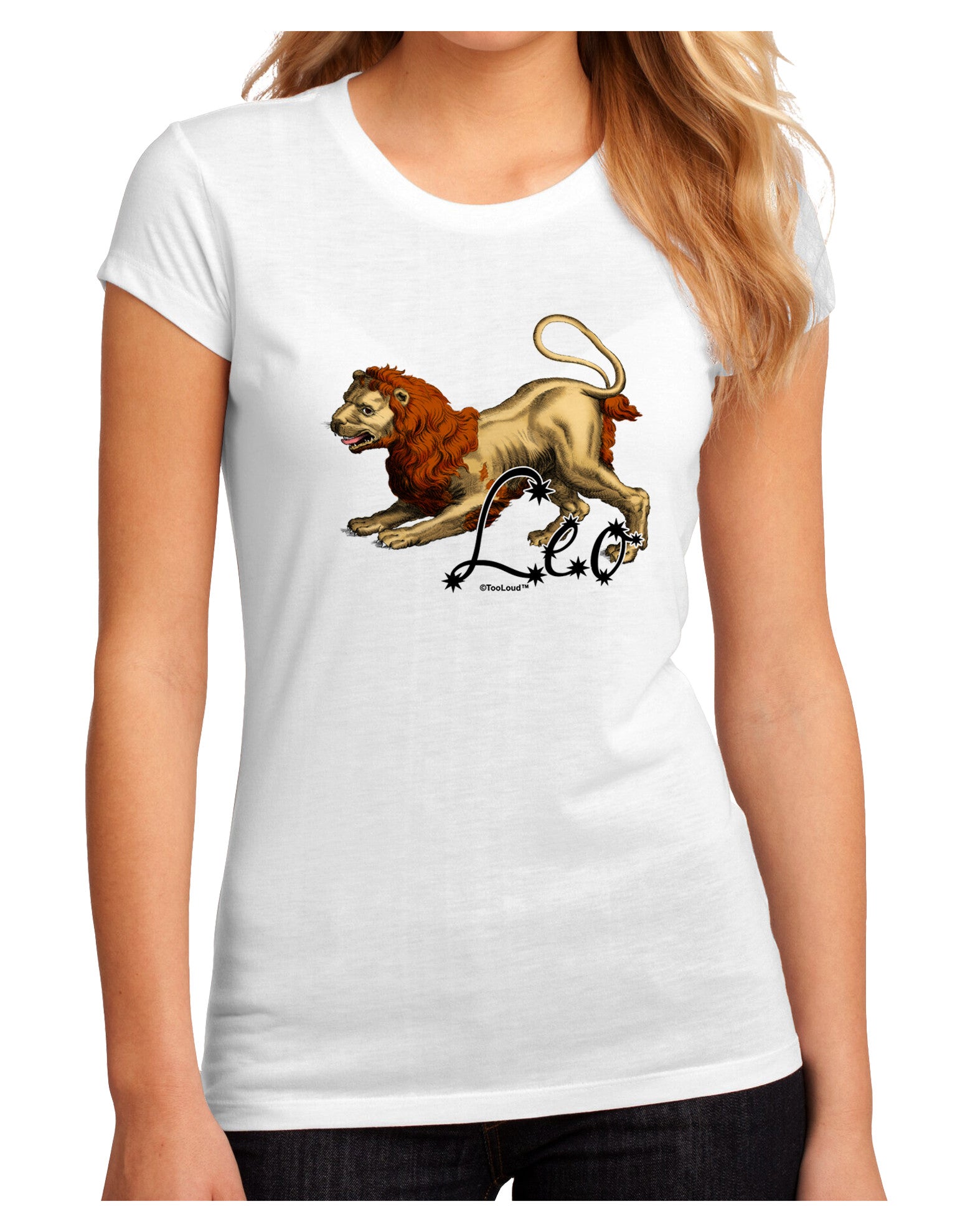 Leo Color Illustration Juniors Sublimate Tee-TooLoud-White-Small-Davson Sales