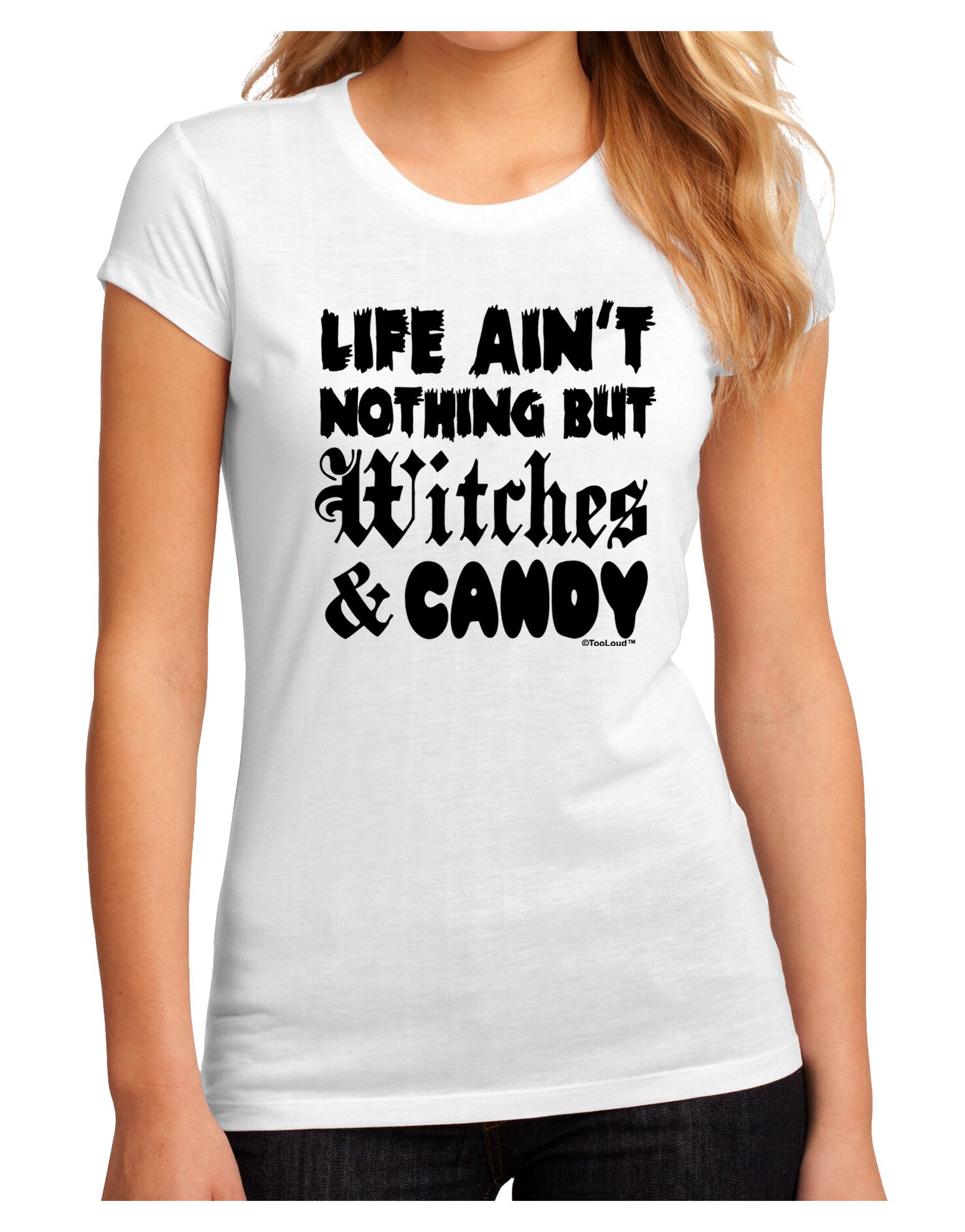 TooLoud Witches and Candy Juniors Sublimate Tee-TooLoud-White-Small-Davson Sales