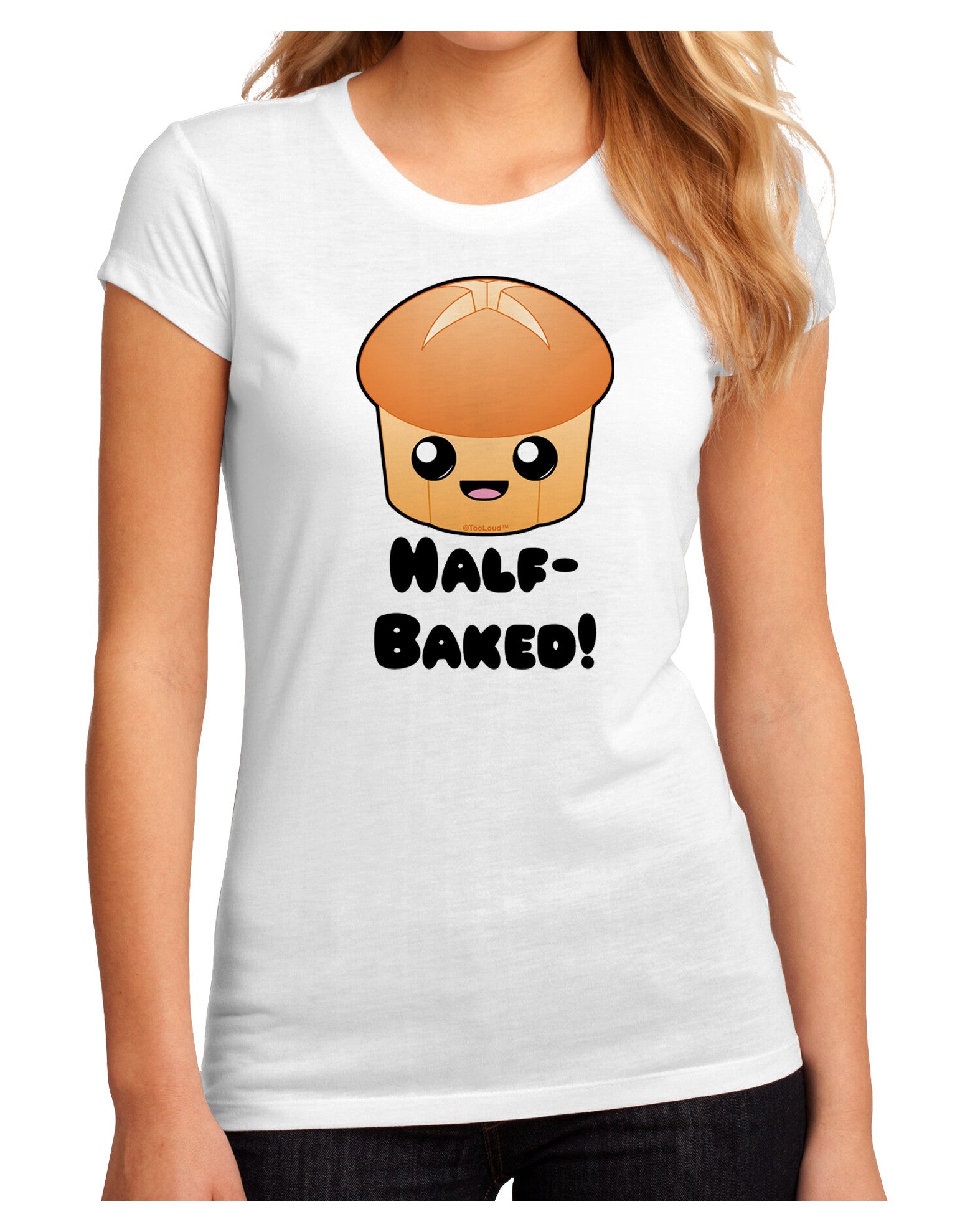Half Baked Cute Roll Juniors Sublimate Tee-TooLoud-White-Small-Davson Sales