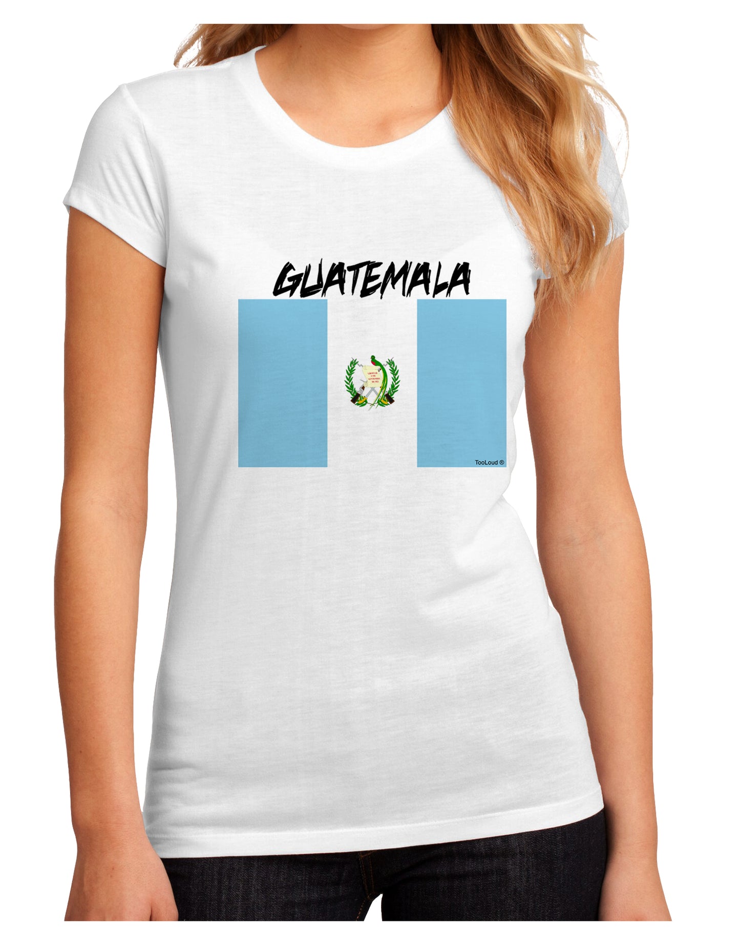 Guatamelan Flag Design Juniors Petite Sublimate Tee by TooLoud-Womens T-Shirt-TooLoud-White-Small-Davson Sales