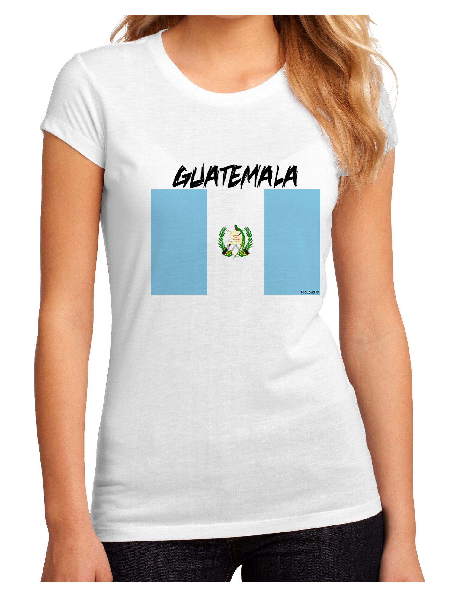 Guatamelan Flag Design Juniors Petite Sublimate Tee by TooLoud-Womens T-Shirt-TooLoud-White-Small-Davson Sales