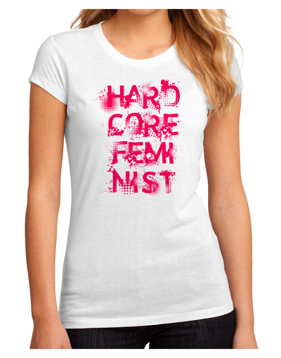 Hardcore Feminist - Pink Juniors Sublimate Tee-TooLoud-White-Small-Davson Sales