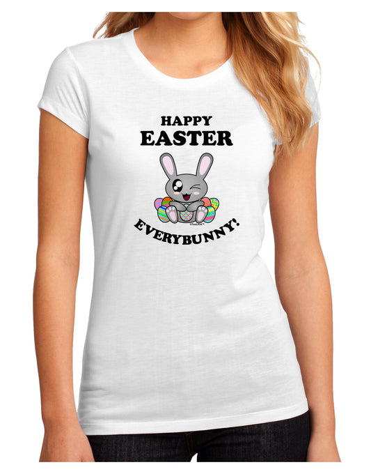 Happy Easter Everybunny Juniors Petite Sublimate Tee-TooLoud-White-Small-Davson Sales