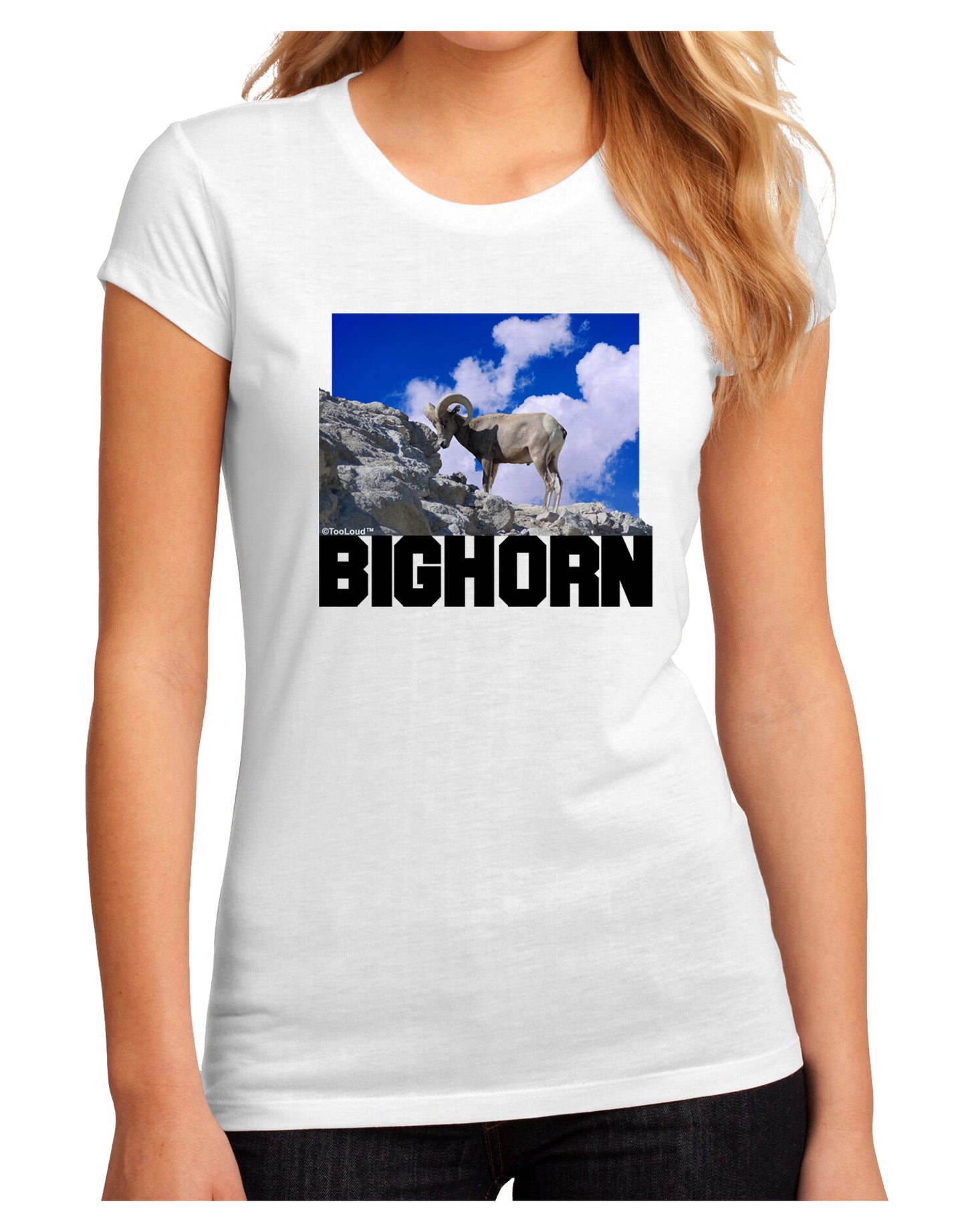 Bighorn Ram Text Juniors Sublimate Tee-TooLoud-White-Small-Davson Sales