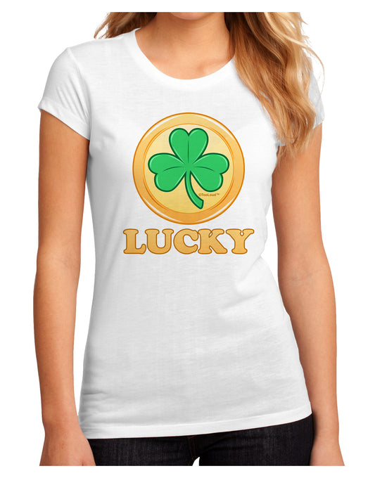 Shamrock Button - Lucky Juniors Sublimate Tee by TooLoud-Womens T-Shirt-TooLoud-White-Small-Davson Sales