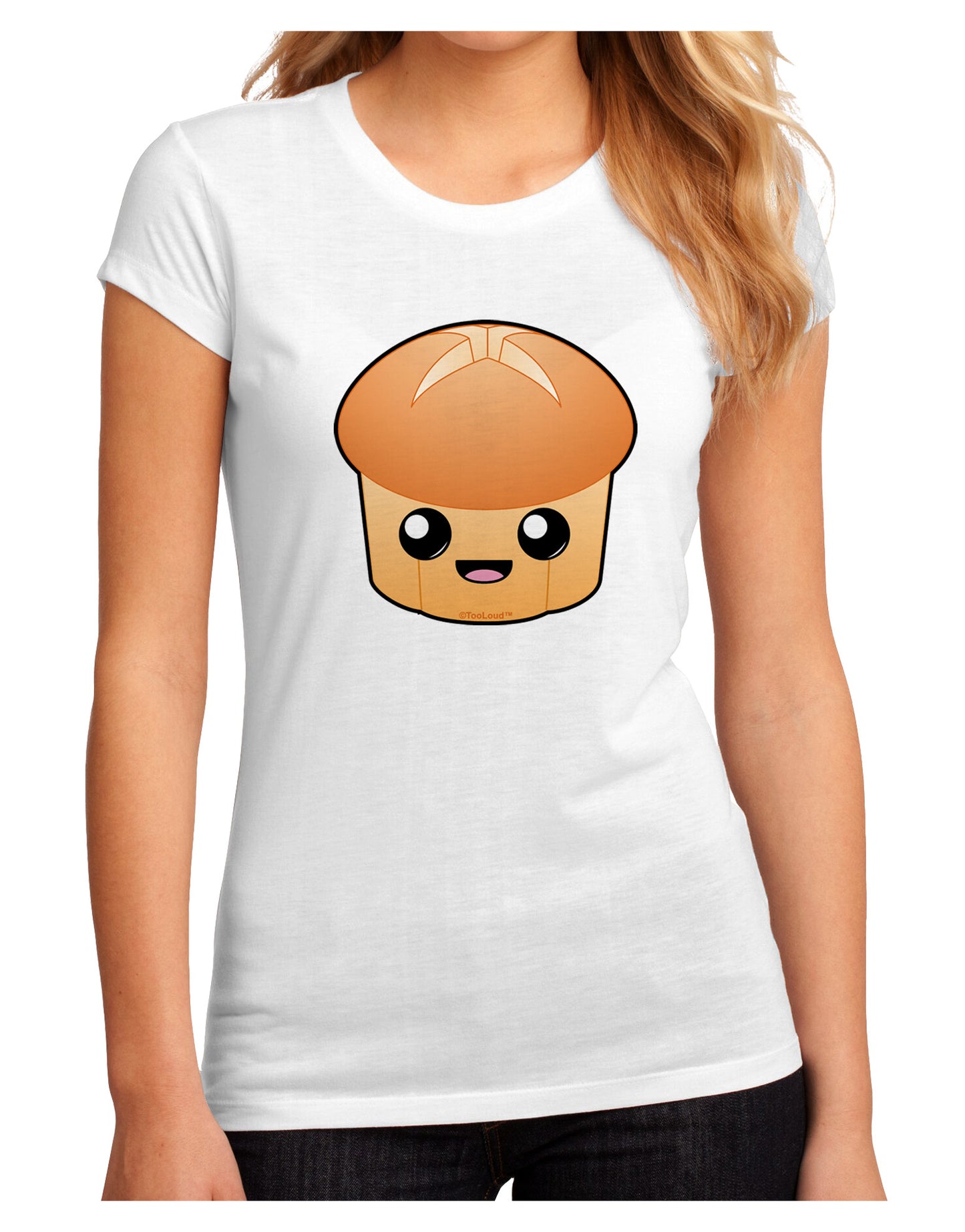 Cute Dinner Roll Juniors Sublimate Tee-TooLoud-White-Small-Davson Sales