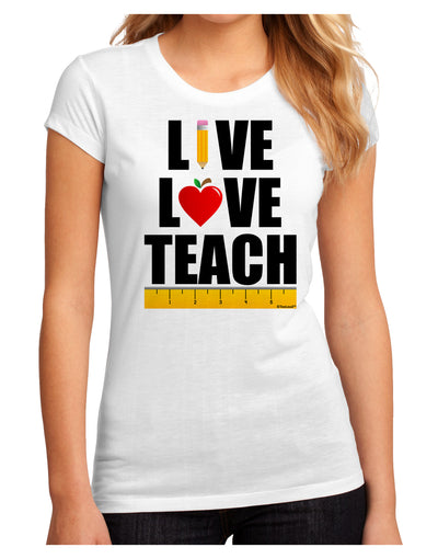 Live Love Teach Juniors Sublimate Tee-TooLoud-White-Small-Davson Sales