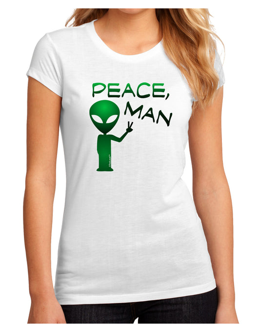 Peace Man Alien Juniors Petite Sublimate Tee-TooLoud-White-Small-Davson Sales