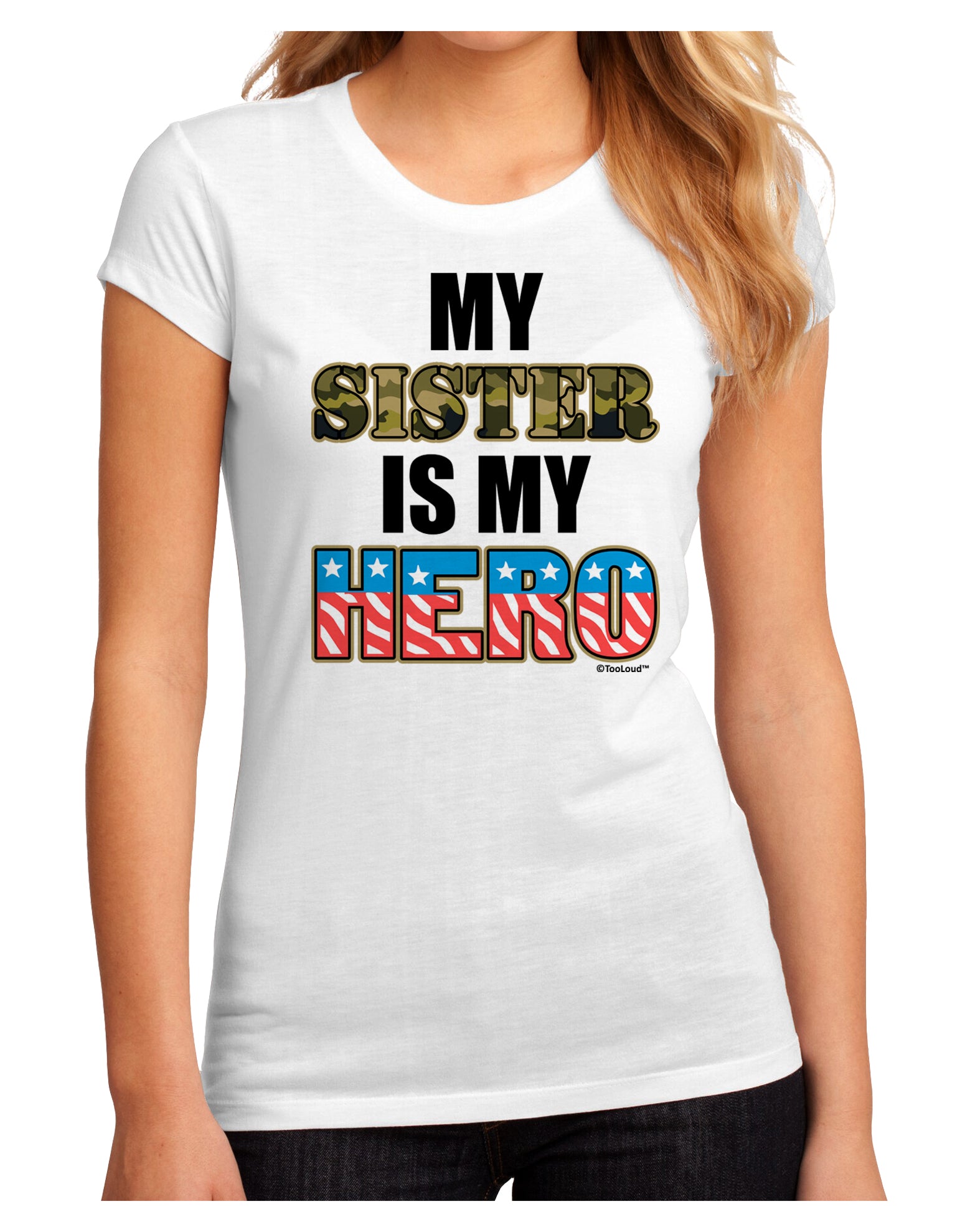 My Sister is My Hero - Armed Forces Juniors Sublimate Tee by TooLoud-Womens T-Shirt-TooLoud-White-Small-Davson Sales