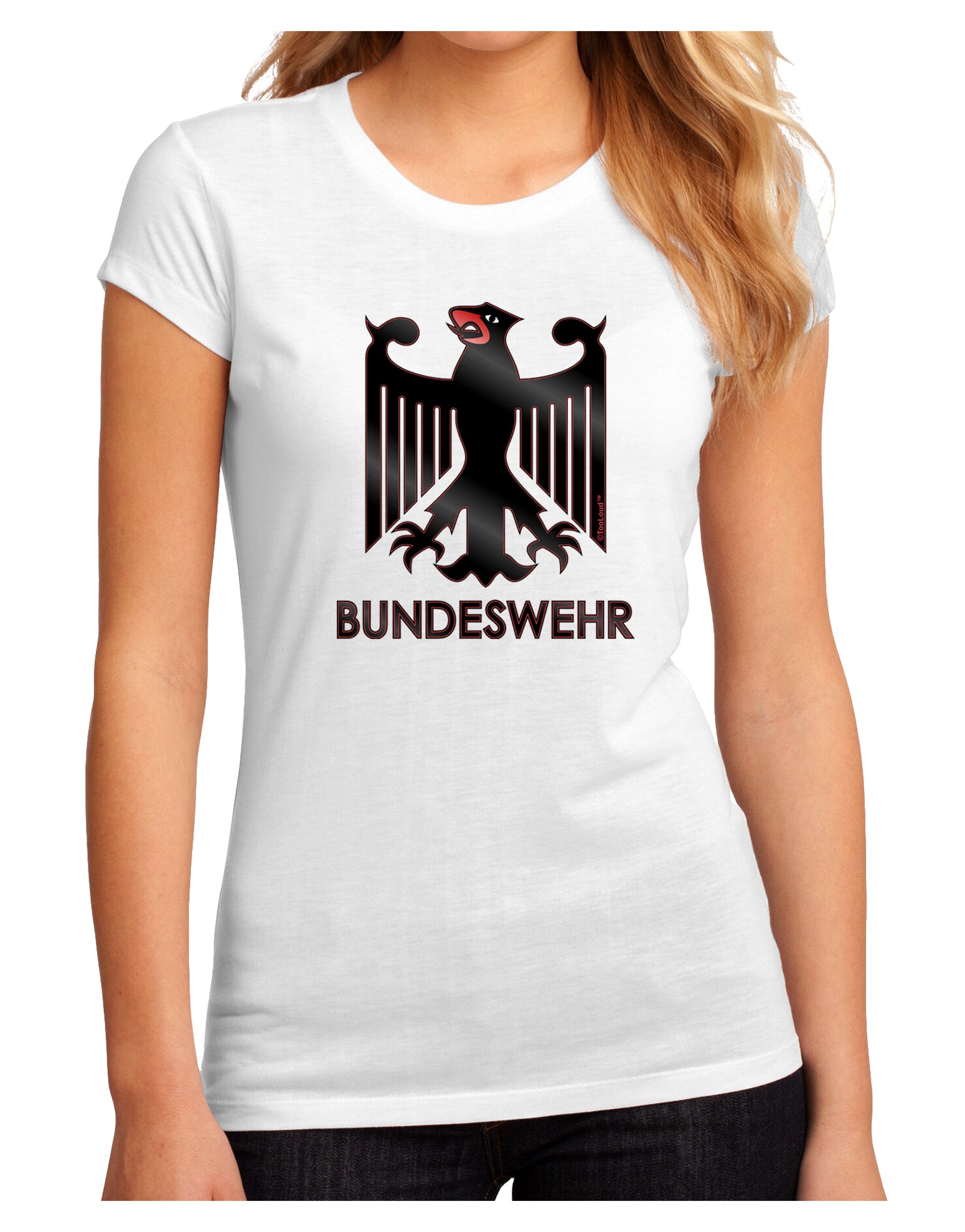 Bundeswehr Logo with Text Juniors Petite Sublimate Tee-TooLoud-White-Small-Davson Sales