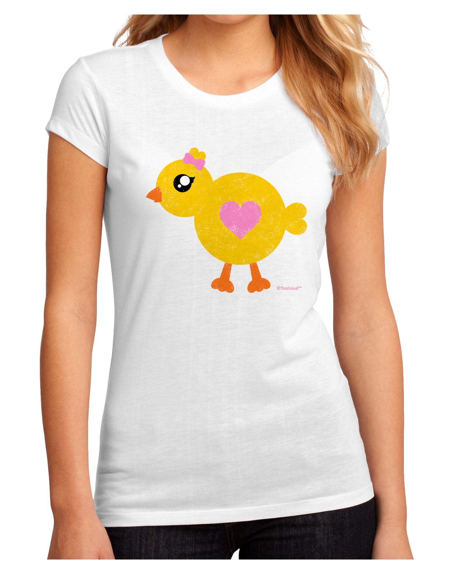 Cute Chick with Bow - Crayon Style Drawing Juniors Sublimate Tee by TooLoud-Womens T-Shirt-TooLoud-White-Small-Davson Sales