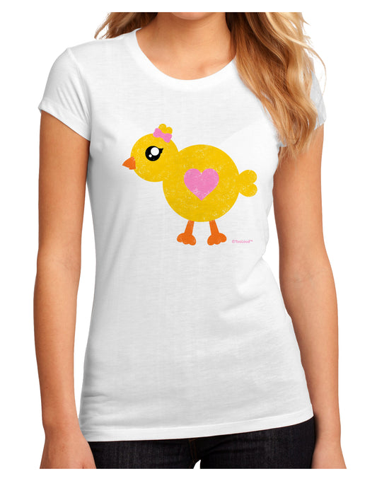 Cute Chick with Bow - Crayon Style Drawing Juniors Sublimate Tee by TooLoud-Womens T-Shirt-TooLoud-White-Small-Davson Sales