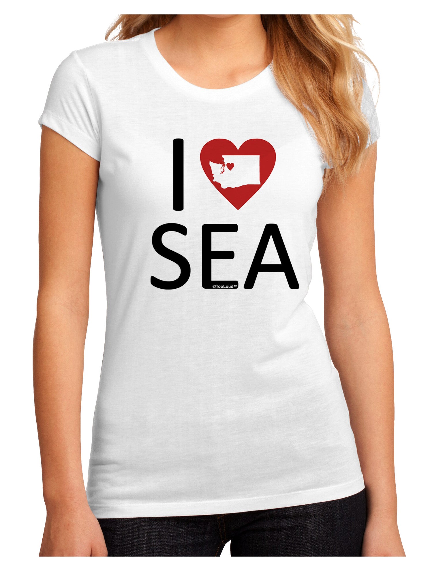 I Heart Seattle Juniors Petite Sublimate Tee-Womens T-Shirt-TooLoud-White-Small-Davson Sales