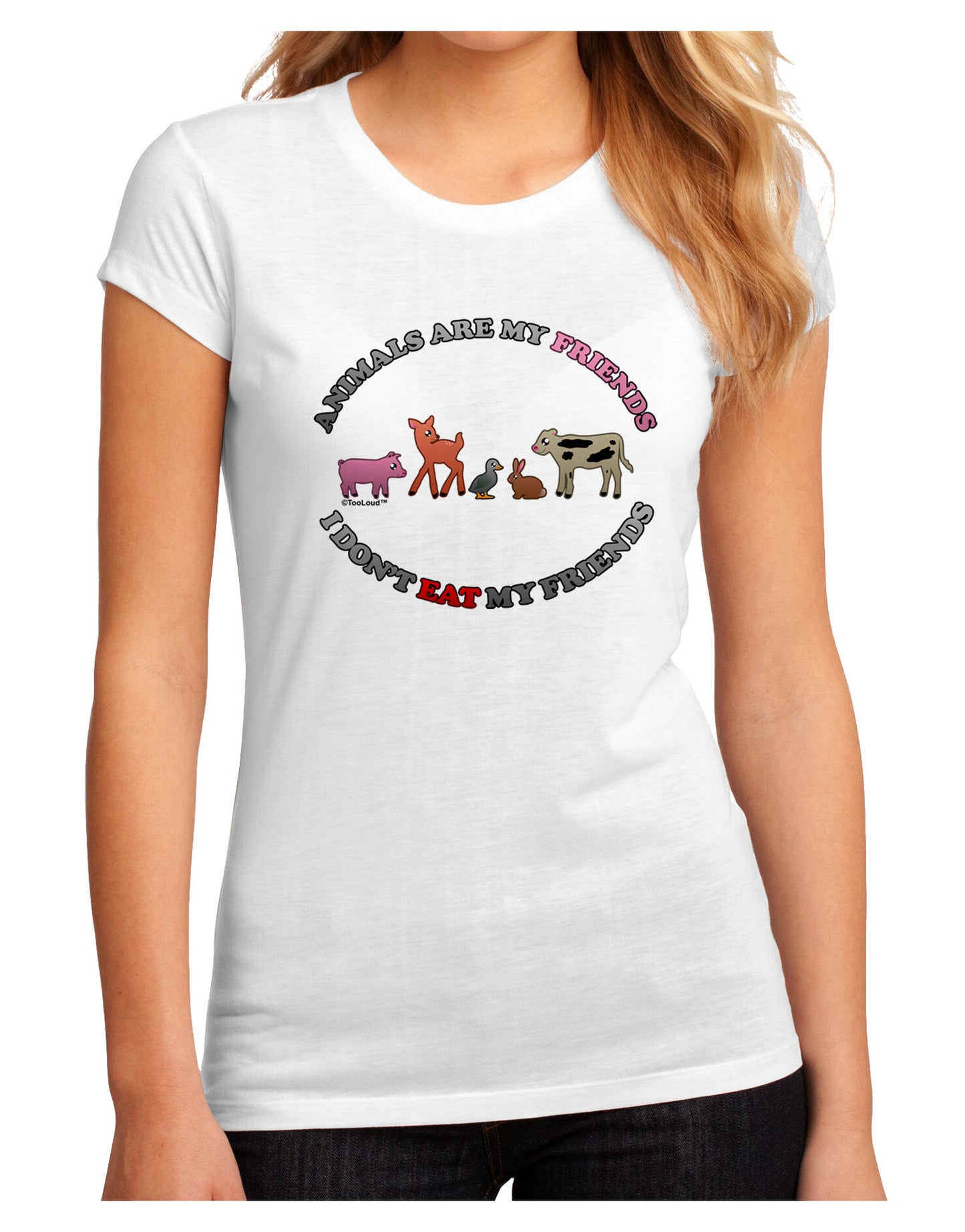 I Don't Eat My Friends Juniors Petite Sublimate Tee-Womens T-Shirt-TooLoud-White-Small-Davson Sales
