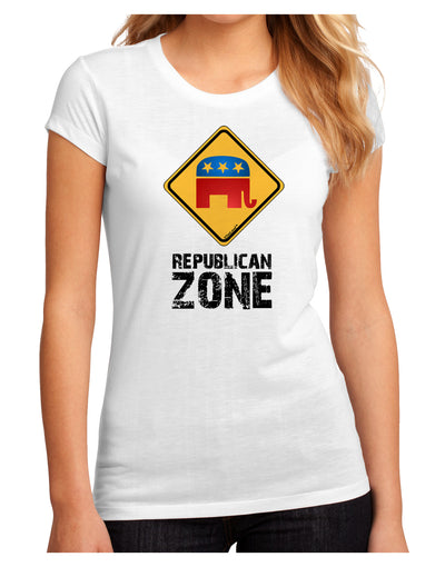 Republican Zone Juniors Petite Sublimate Tee-TooLoud-White-Small-Davson Sales