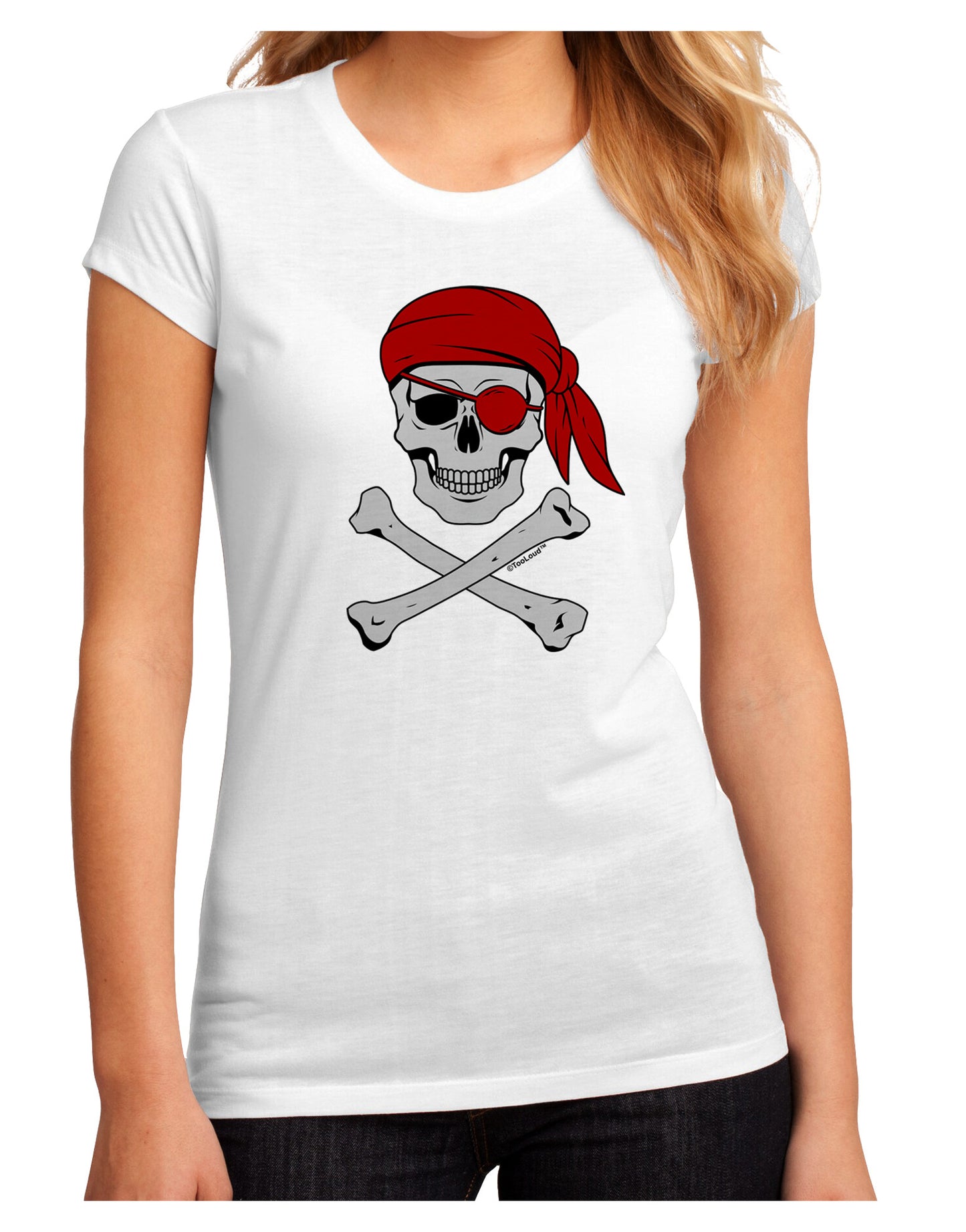 Pirate Skull Juniors Petite Sublimate Tee-Womens T-Shirt-TooLoud-White-Small-Davson Sales