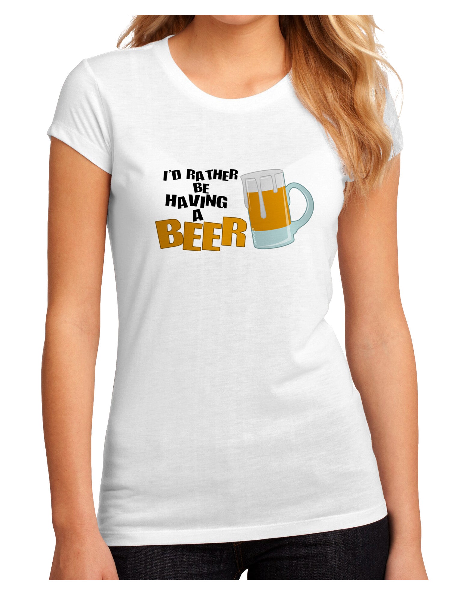 I'd Rather Be Having A Beer Juniors Petite Sublimate Tee-Womens T-Shirt-TooLoud-White-Small-Davson Sales