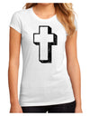 Simple Cross Design Black Distressed Juniors Sublimate Tee by TooLoud-Womens T-Shirt-TooLoud-White-Small-Davson Sales