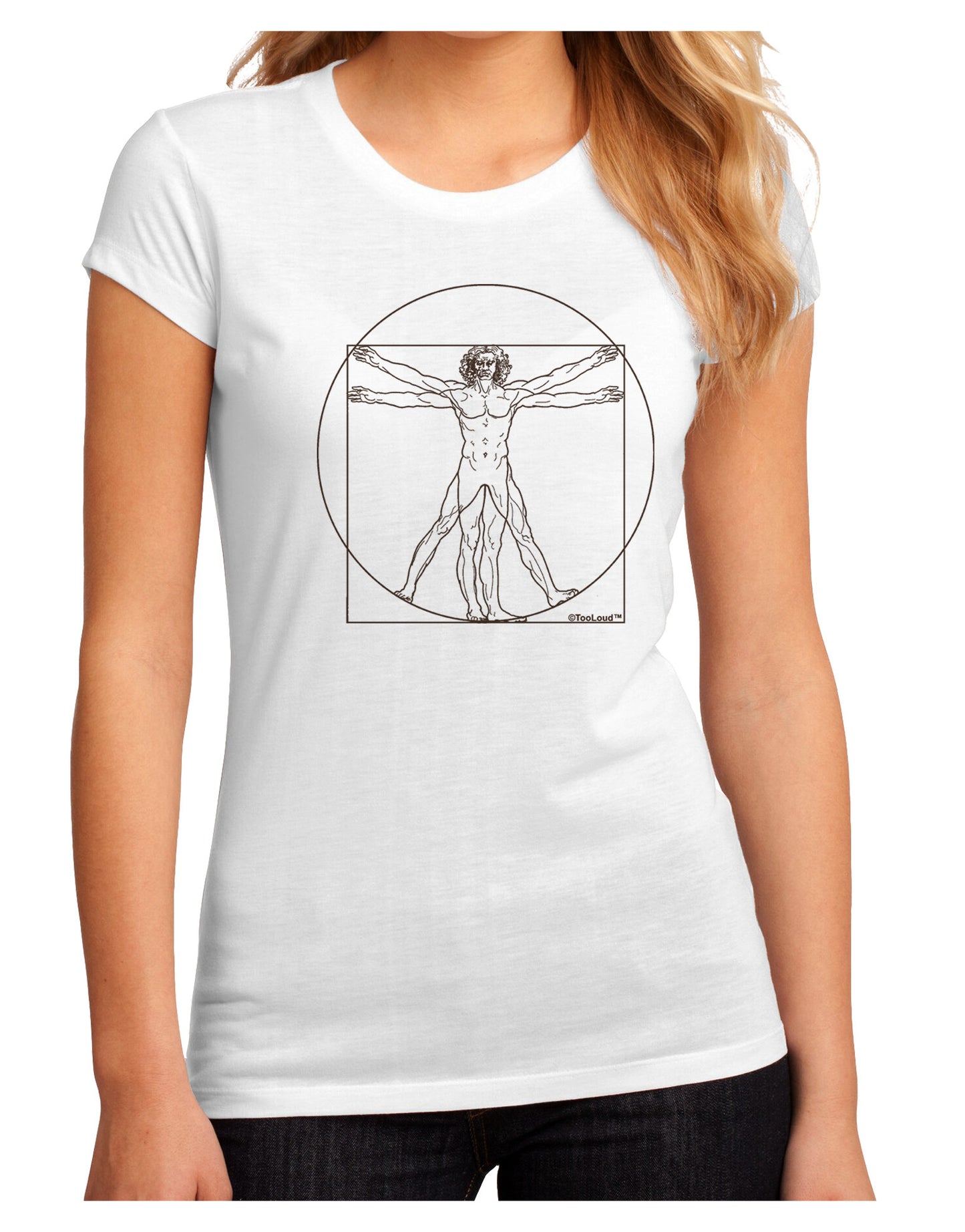 TooLoud Vitruvian Man Drawing Juniors Petite Sublimate Tee-Womens T-Shirt-TooLoud-White-Small-Davson Sales