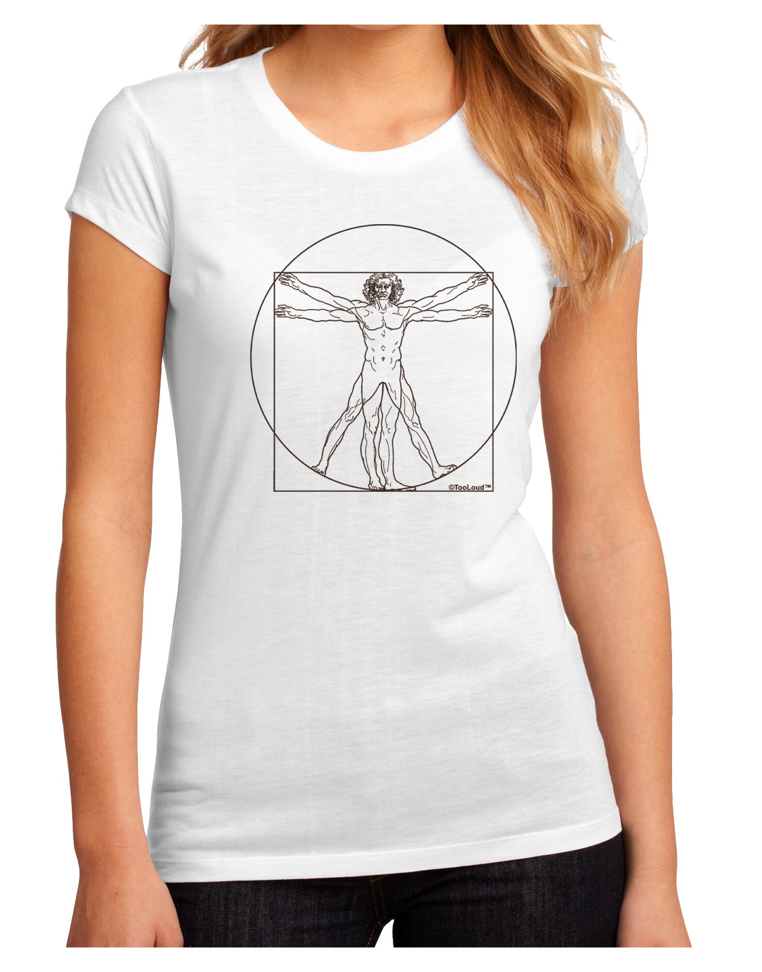 TooLoud Vitruvian Man Drawing Juniors Petite Sublimate Tee-Womens T-Shirt-TooLoud-White-Small-Davson Sales