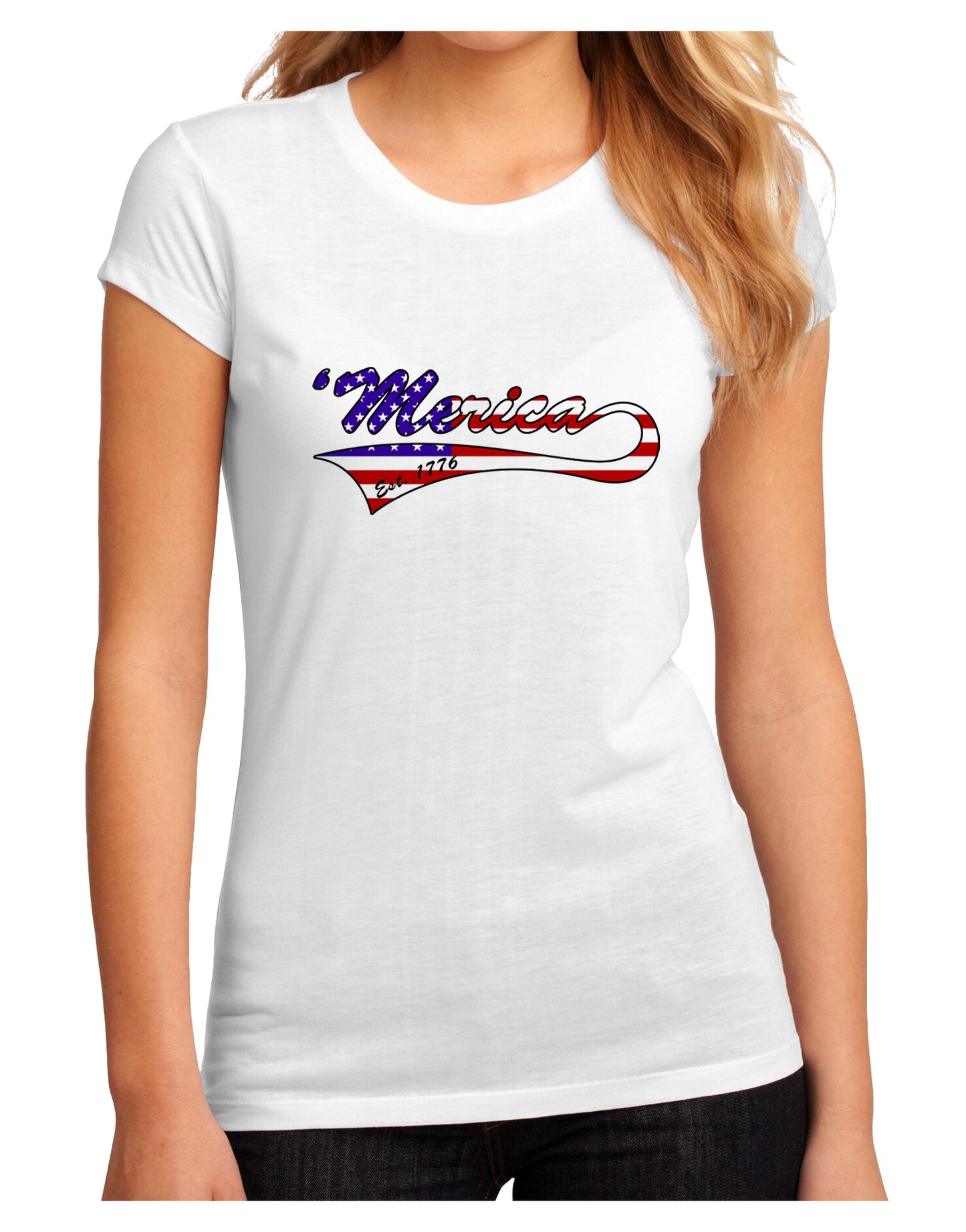 Merica Established 1776 - American Flag Style Juniors Sublimate Tee by TooLoud-Womens T-Shirt-TooLoud-White-Small-Davson Sales