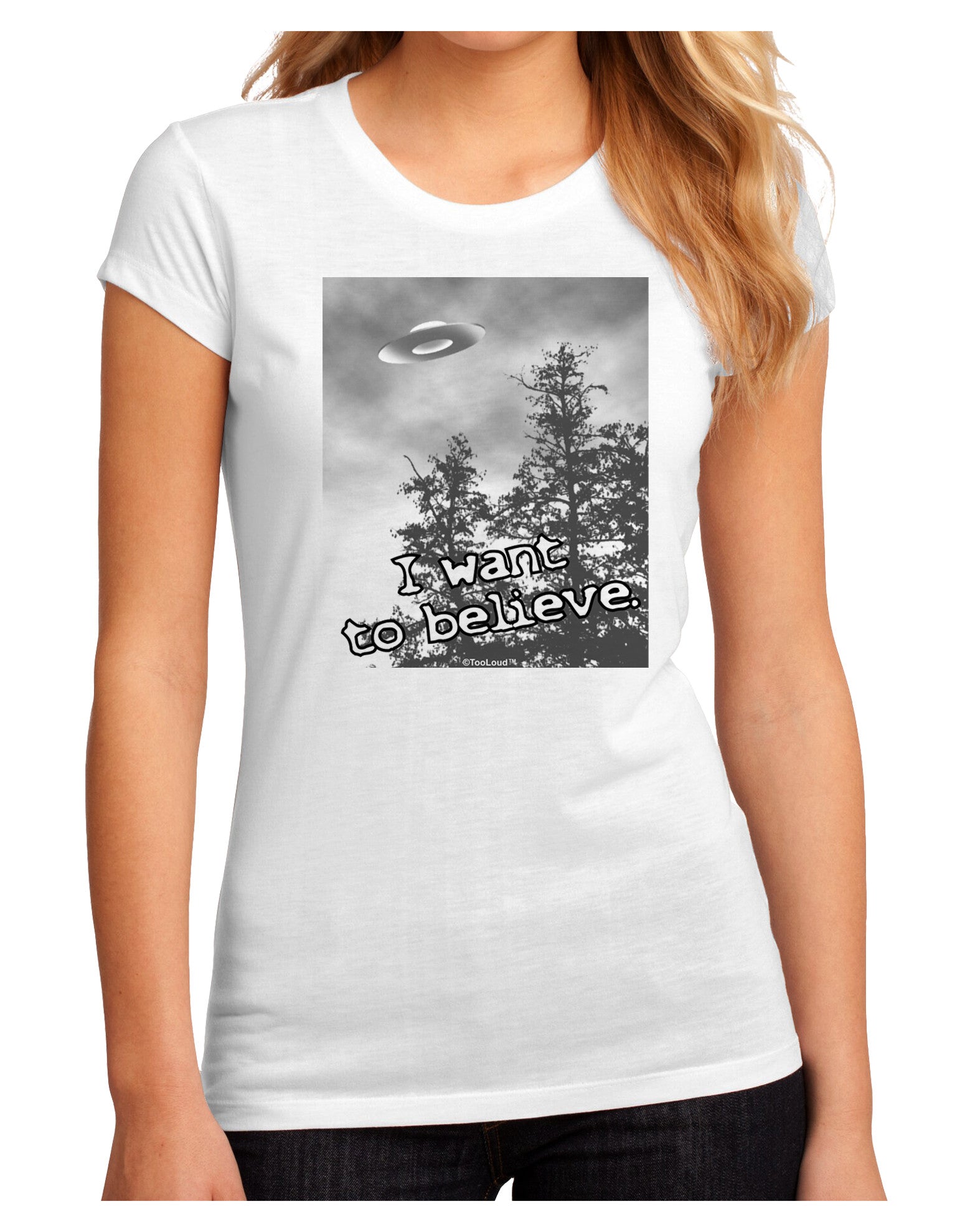 I Want to Believe - UFO Juniors Sublimate Tee by TooLoud-Womens T-Shirt-TooLoud-White-Small-Davson Sales
