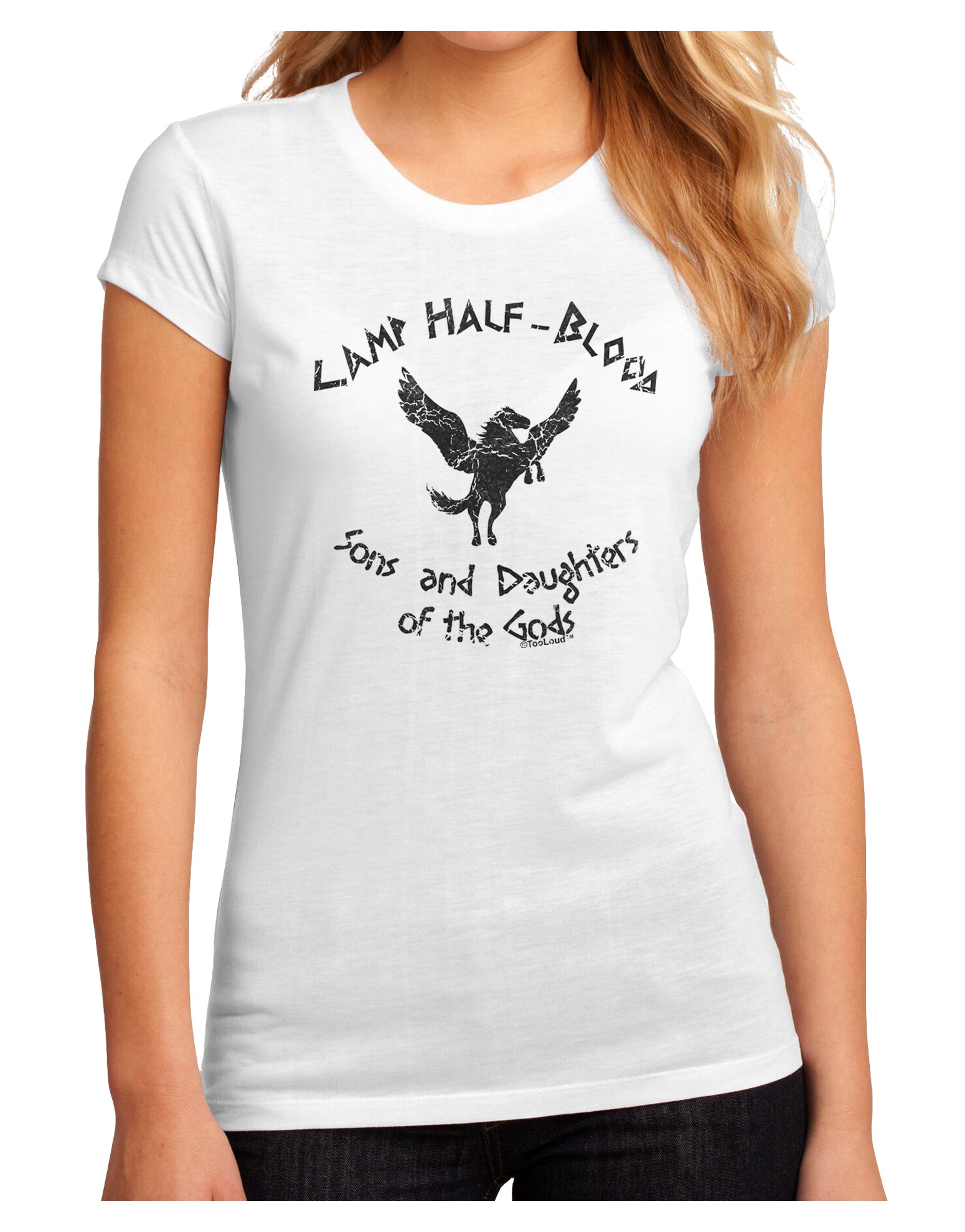 Camp Half-Blood Sons and Daughters Juniors Petite Sublimate Tee-TooLoud-White-Small-Davson Sales
