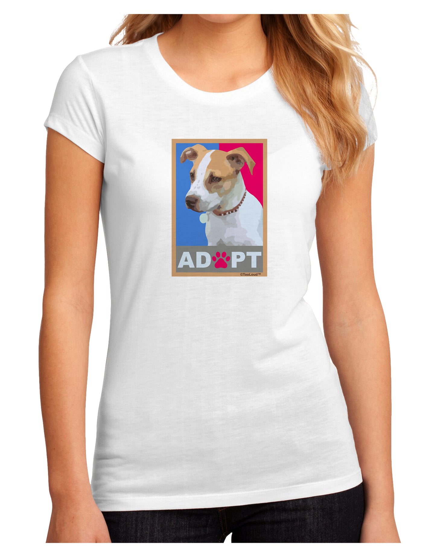 Adopt Cute Puppy Cat Adoption Juniors Petite Sublimate Tee-TooLoud-White-Small-Davson Sales
